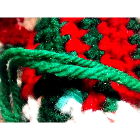 Handmade Christmas Tree Skirt Medium Table Cover Set Crochet Vintage Holiday - Picture 8 of 13
